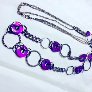 Purple chain and beaded necklace